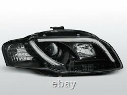Headlights LED DRL Inside LTI Light Tube for AUDI A4 B7 04-08 Black LHD LPAUB5-E