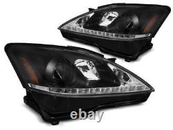 Headlights LED DRL Inside LTI Light Tube for Lexus IS 06-13 Black LHD LPLE04-ED