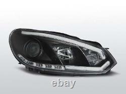 Headlights LED DRL Inside LTI Light Tube for VW GOLF 6 VI 08-12 Black LHD LPVWI5