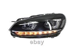 Headlights for VW Golf 6 VI 08-13 3D LED DRL U-Golf 7 Look LED Flowing