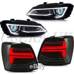 LED DRL For 09-18 VW Polo MK5 6R 6C Dynamic Indicator Headlight Front light Rear