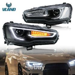 LED DRL Headlights For Mitsubishi Lancer 2008-2017 Sequential Front Lights