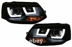 LED DRL Headlights for VW Transporter T5 Multivan Facelift 10-15 U Tube Xenon
