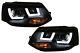 Led Drl Headlights For Vw Transporter T5 Multivan Facelift 10-15 U Tube Xenon
