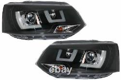 LED DRL Headlights for VW Transporter T5 Multivan Facelift 10-15 U Tube Xenon
