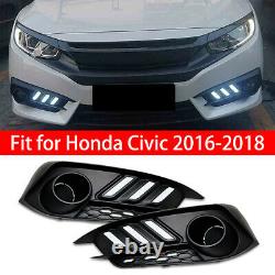 LED Front DRL Fog Daytime Running Driving Lights Fit For Honda Civic 16-18 gl
