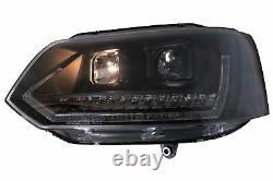 LED Headlights Tube Light DRL for VW Transporter T5 10-15 Dynamic Light Black