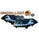 Lhd Projector Headlight Pair Led Dragon Drl Light Black For Renault Megane 02-05