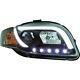 Lhd Projector Headlights Pair Led Light Bar Drl Black For Audi A4 Avant B7 04-07
