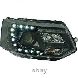 LHD Projector LED DRL Headlights Pair Clear Black H7 H1 VW T5.1 Multivan 09-15