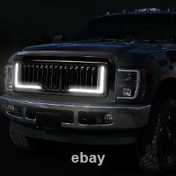 Led Drl L-light Barfor 08-10 Ford F250-f550 Glossy Vertical Front Hood Grille