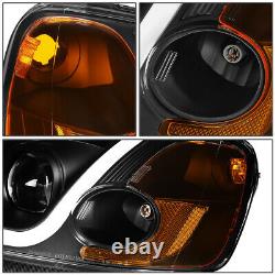 Led L-light Bar Drlfor 01-03 Honda CIVIC 2/4dr Black Amber Projector Headlight