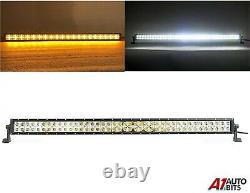 Led Spot Light Bar 42 240w Amber Flash Cross DRL Light Dual Function 12-24V