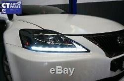 Lexus IS250 IS350 ISF Black LED DRL Day-Time Projector Head Lights Headlight