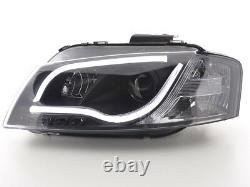 Light Tube LED Headlights in Black finish DRL LOOK for Audi A3 8P 8PA 03-08