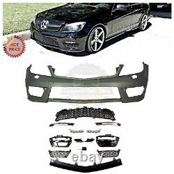 MERCEDES BENZ C63 STYLE FRONT BUMPER With LED DRL FOR 08-14 W204 C CLASS With PDC