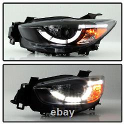 NEWEST DESIGN LED DRL 2013-2015 Mazda CX5 CX-5 Black Proejctor Head Lights SET