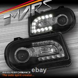 New 13 looking Black LED DRL Projector Head Lights for CHRYSLER 300C 05-12