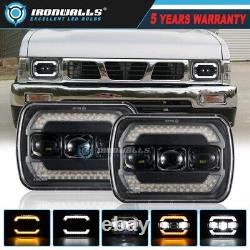 Pair 5x7 7x6 LED Projector Headlights DRL Hi-Lo Beam For Toyota Nissan Pickup