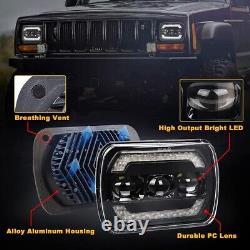 Pair 5x7 7x6 LED Projector Headlights DRL Hi-Lo Beam For Toyota Nissan Pickup