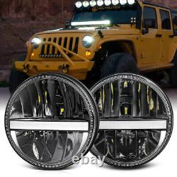 Pair 7 Inch LED Headlights Turn Signal Light E Approved For Land Rover Defender