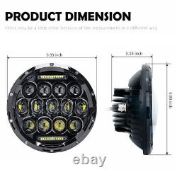 Pair 7'' Inch Round LED Headlights Hi/Lo Sealed Beam DRL Headlamps For GQ PATROL