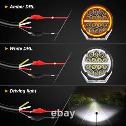 Pair 7 Inch Round off Road Spot Beam LED Driving Lights Dual Color DRL Truck