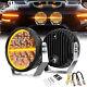 Pair 7inch Led Driving Work Lights Halo Drl Round Offroad Suv Atv 4wd Spot Beam
