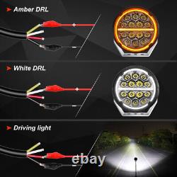 Pair 7inch LED Driving Work Lights Halo DRL Round Offroad SUV ATV 4WD Spot Beam