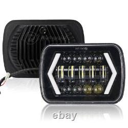 Pair 7x6 5X7 inch LED Headlights Hi/Low Beam DRL Light For Jeep Cherokee XJ YJ