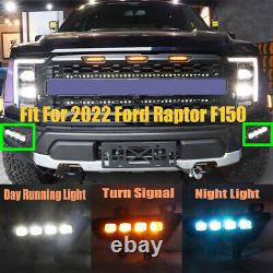 Pair Daytime Running Light LED Fog Head DRL Bright Black For 22 Ford Raptor F150