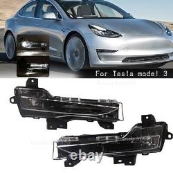 Pair Front Fog Light W DRL For Tesla Model 3 2017-23 Y 20-23#1077395 #1077396-EU