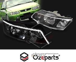 Pair Head Light + Protector With LED DRL Black For Holden Commodore VY SS SV8