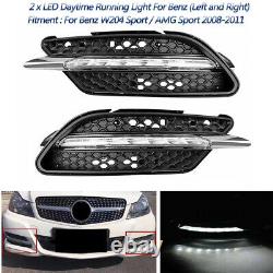Pair LED DRL Daytime Running Light Fog Lights for Mercedes Benz W204 AMG 08-11