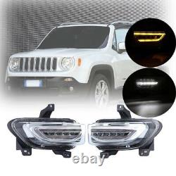 Pair LED Front Daytime Running Lights Indicator Lamp For Jeep Renegade 2015-2018