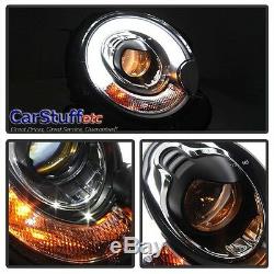 Pair Mini Cooper Black Bi-Xenon Projector Light-bar DRL Headlight Headlamp 09-15