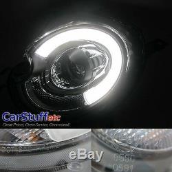 Pair Mini Cooper Black Bi-Xenon Projector Light-bar DRL Headlight Headlamp 09-15