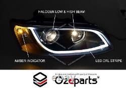 Pair Projector LED DRL Head Light Black For Holden VE Commodore Series 2 1013