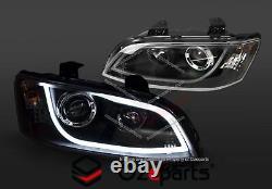 Pair Projector LED DRL Head Light Black For Holden VE Commodore Series 2 1013
