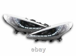 Peugeot 207 Black Projector Headlights With Drl Daytime Driving Lights