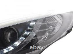 Peugeot 207 Black Projector Headlights With Drl Daytime Driving Lights