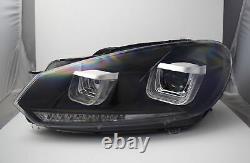 RHD LED DRL Projector Headlights Lighting Lamp For VW Golf 6 VI Black dynamic