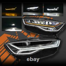 RS6 Style LED DRL Sequential Indicator Head Lights for AUDI A6 S6 C7 2015-2018