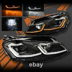 R Style DRL LED Sequential Indicator Xenon HID Head Lights for VW Golf MK 7.5