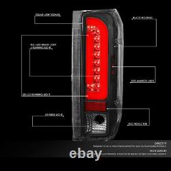 Red 3D LED DRL C-Bar Tail Brake Lights for F150-F350 F-SD 90-97 Black Clear L+R