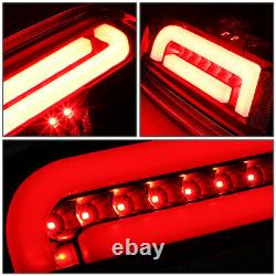 Red 3D LED DRL C-Bar Tail Brake Lights for F150-F350 F-SD 90-97 Black Clear L+R