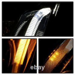 SWITCHBACK LED DRLBlack Halogen Headlights Pair Set For 2008-2014 Cadillac CTS