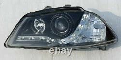 Seat Ibiza Mk3 02-08 Black Drl Led R8 Design Projector Front Headlights