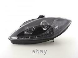 Seat Leon 1p Black Projector Headlights With Drl Daytime Driving Lights 2009 On