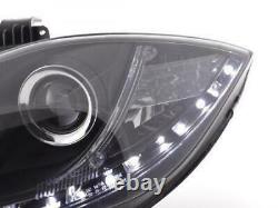 Seat Leon 1p Black Projector Headlights With Drl Daytime Driving Lights 2009 On